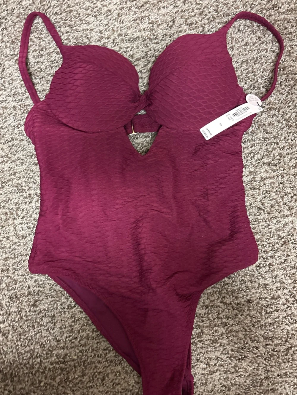 Victoria Secret NWT Plum Textured Push Up Bra One-Piece Swimsuit, Small - Picture 1 of 7